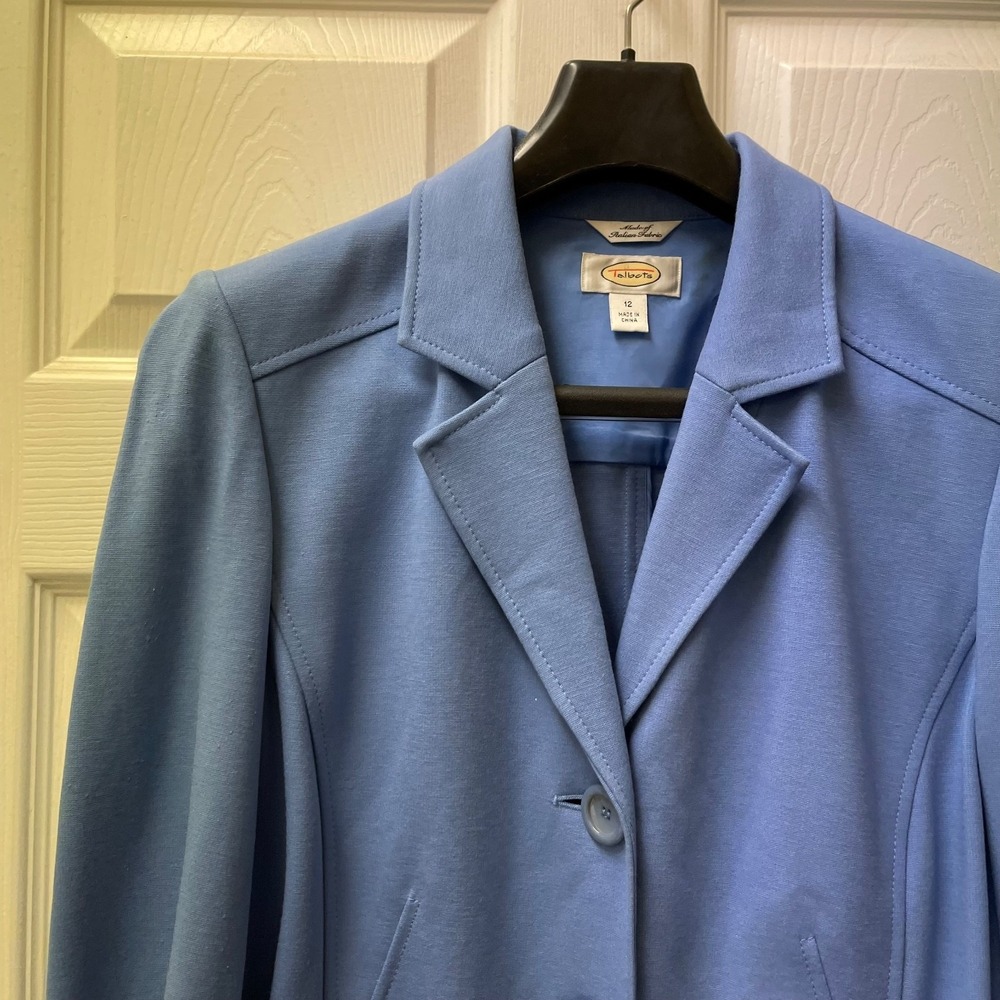 Vintage Talbots Women's Size 12 Blazer‎ Periwinkle Blue Italian Fabric Stretch